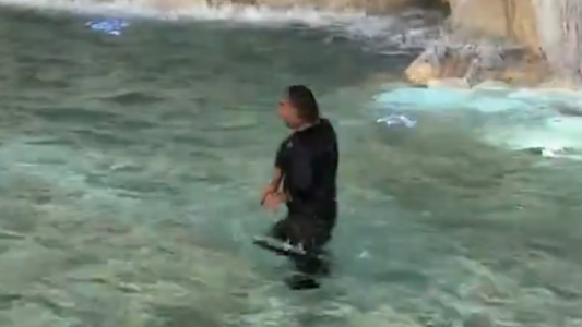 Un turista se metió a nadar en la Fontana di Trevi y fue multado por las autoridades