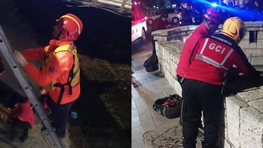 Rescataron a un hombre que cayó a la Cañada durante la madrugada en pleno Centro