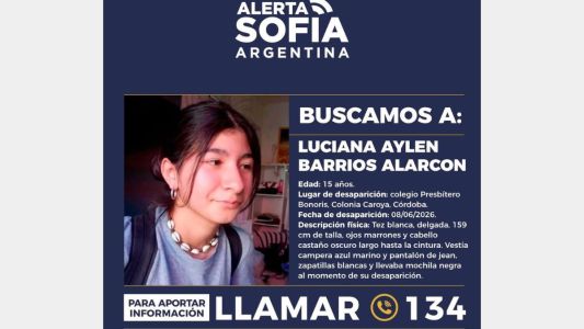 Activaron la Alerta Sofía por la desaparición de Luciana Aylen Barrios