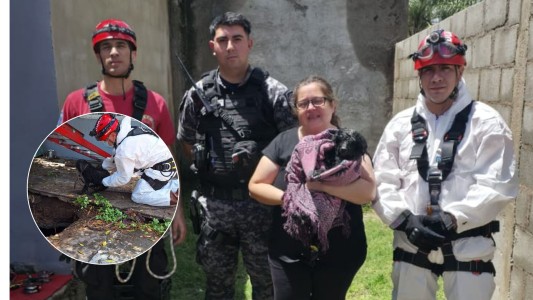 Rescate en Cerro Norte: bomberos salvaron a un perro que cayó a un pozo de 10 metros