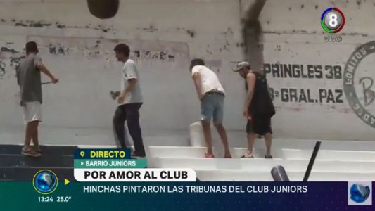 Por amor al club: Hinchas de Juniors ayudaron a pintar el club
