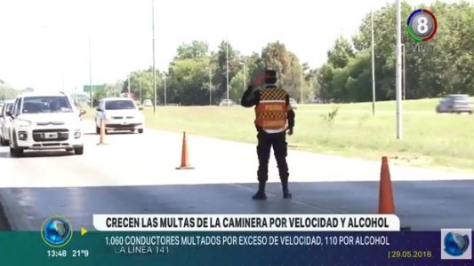 Creció la cantidad de multas de la caminera por exceso de velocidad y alcoholemia