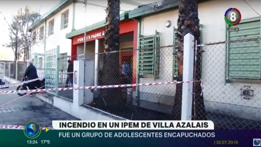 Incendio en un IPEM de Villa Azalais