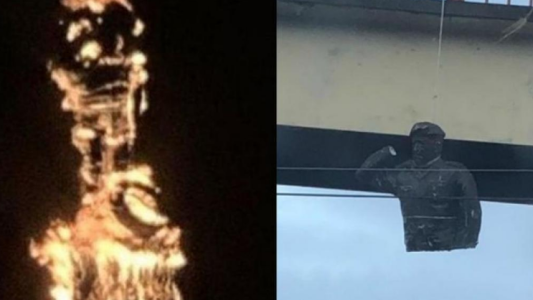 Venezuela: durante una protesta quemaron la estatua de Hugo Chávez