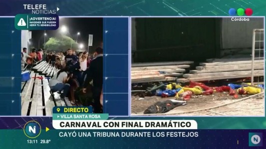 Telefe Noticias en Villa Santa Rosa: Cayeron dos tribunas, 34 heridos