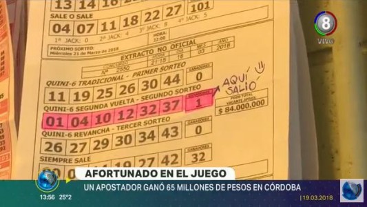 Un cordobés ganó 65 millones de pesos en el Quini 6