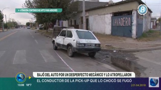 Bajó del auto por un desperfecto mecánico y lo atropellaron