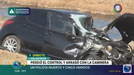 Un policía de la caminera murió tras espectacular choque en Ballesteros