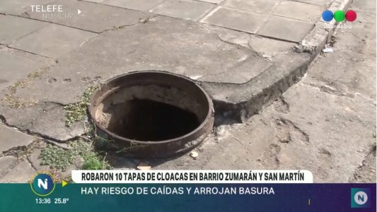 Robaron 10 tapas de cloacas en Barrio Zumarán
