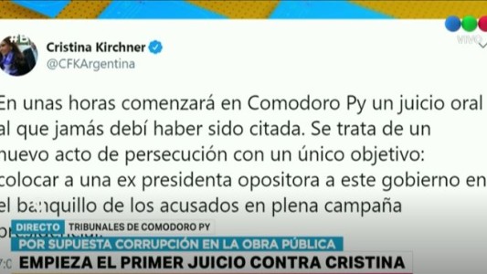 Cristina sobre el juicio: "Se trata de un nuevo acto de persecución"