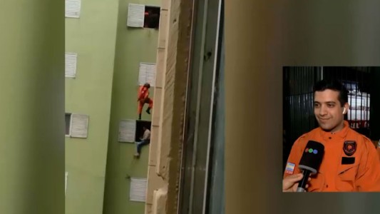 Video: el impresionante rescate de un hombre que intentó tirarse de un sexto piso