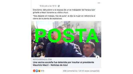 Es verdadero que una mujer fue detenida en Azul por insultar a Macri