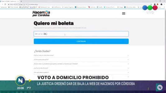 Sin "voto delivery": Hacemos por Córdoba dio de baja la web por orden de la Justicia