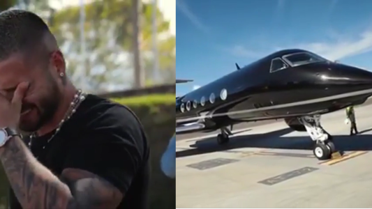 La emoción de Maluma al recibir su avión privado