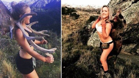 Amenanzan de muerte a la cazadora que posa en ropa interior con sus "trofeos"