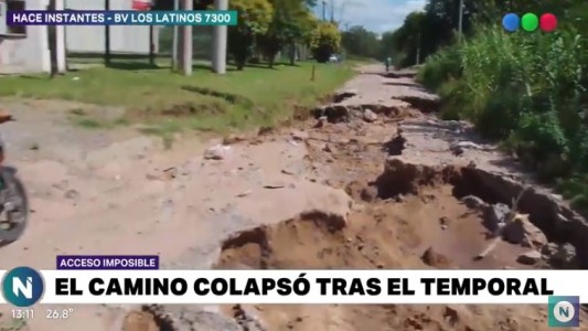 Tras el temporal del lunes, Boulevard De los Latinos se hundió y está intransitable