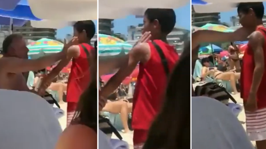 BUEN GESTO: un turista le puso protector a un nene que vende golosinas en la playa