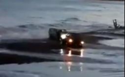 VIDEO: Rompió la cuarentena, fue a pescar y la marea le llevó la camioneta