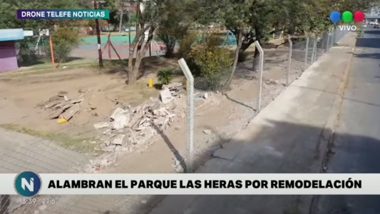 Parque Las Heras: Alambraron por las obras y no entra nadie