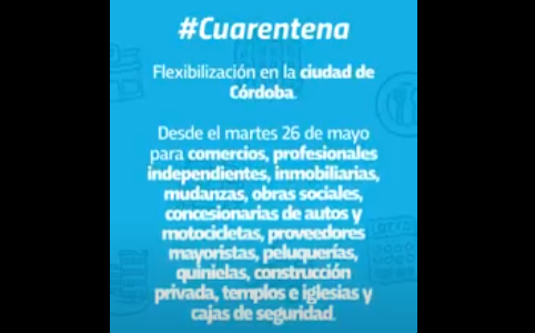 Cuarentena flexibilizada: el video didáctico que explica cómo se puede desarrollar cada acividad en Córdoba