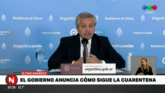 Alberto Fernández:  "Seguirá el aislamiento donde haya circulación comunitaria del virus"