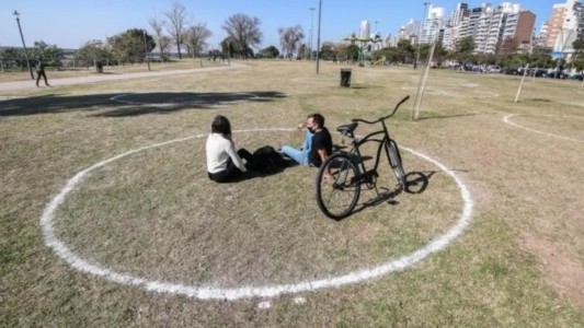 Rosario delimitó círculos en los parques para garantizar la distancia física