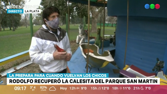 Se quedó sin trabajo, arregló una calesita y hoy espera a los más chicos en el parque