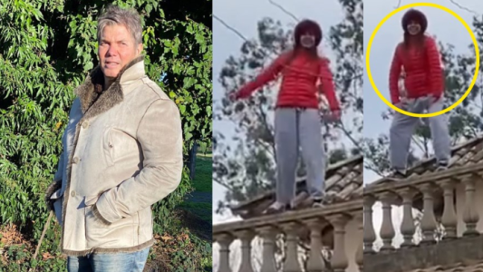 Burlando se pegó un terrible susto cuando vio a Barby Franco bailando en el techo de su casa