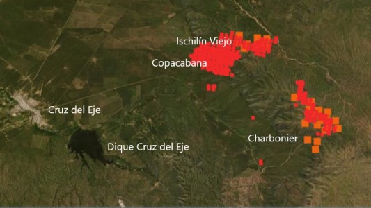 Así muestran los satélites de la Nasa los incendios en las sierras de Córdoba