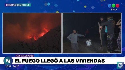Incendios en Córdoba: el fuego llegó a viviendas en la Comuna de San Roque