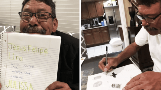 Abuelo aprende a escribir durante la cuarentena y conmueve en las redes