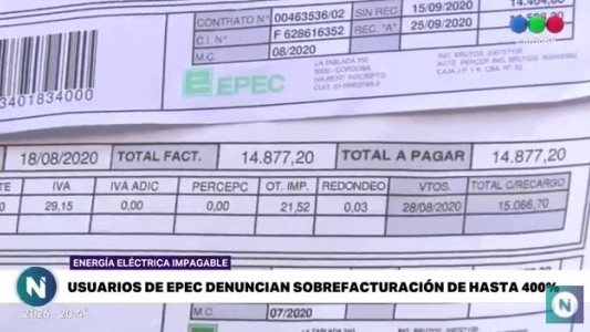 Usuarios de EPEC reclaman por facturas con aumentos de hasta un 400 por ciento