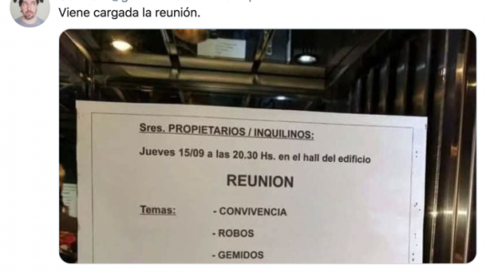 "Convivencia, robos y gemidos": los temas a tratar en una reunión de consorcio que se volvió viral