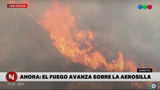 VIDEOS: el fuego avanzó sobre la base de la Aerosilla de Los Cocos