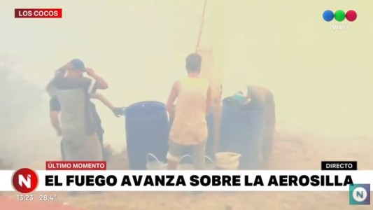 El momento más dramático del incendio en Los Cocos a metros de la Aerosilla