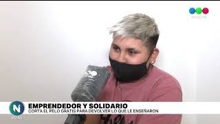 Emprendedor y solidario: tiene trece años y corta el pelo gratis a otros chicos