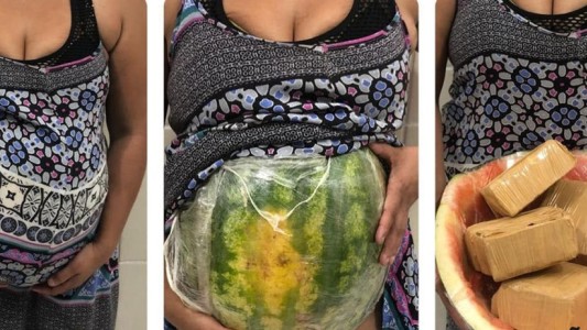Con una sandía, simulaba un embarazo y transportaba cocaína