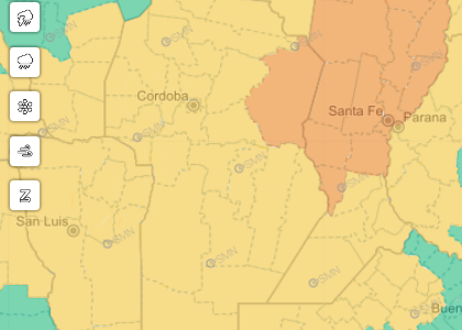 Córdoba: aviso a corto plazo por tormentas fuertes