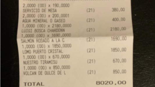 Otro escrache en redes a un restaurante: eran dos y pagaron $8.000 por una cena