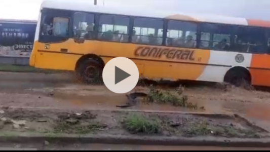 Mega bache: el colectivero no lo vio, y los pasajeros "volaron"