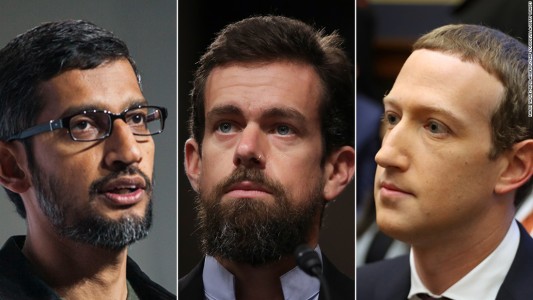 El Congreso de EE.UU. puso en el banquillo a los CEOs de Google, Facebook y Twitter