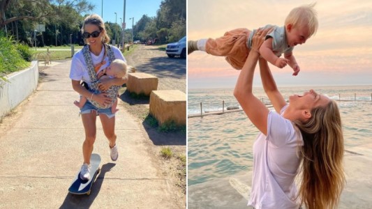 Polémica por la campeona de snowboard que amamanta haciendo al vertical