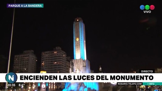 Una de las bellezas argentinas, el Monumento a la bandera, encendió sus luces en vísperas del 20 de junio