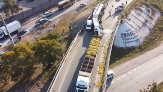 Video: Volcó un camión con limones y en minutos la gente se llevó toda la carga