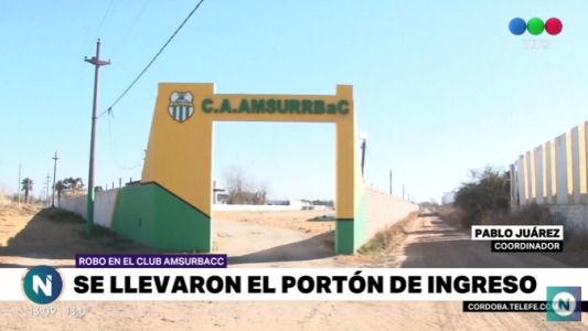 Inseguridad en los clubes: robaron el portón principal en el predio de Amsurrbac