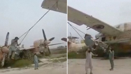 Talibanes usan las alas de aviones de guerra de EE. UU. para hamacarse