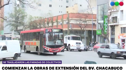 Por obras sobre cantero Bv. Chacabuco, cambios transitorios en las paradas de colectivos