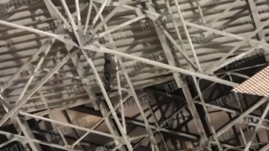 Un "Spiderman" borracho enloquece un aeropuerto en Rusia al trepar el techo