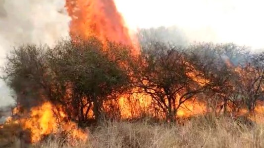 Los fuertes vientos complican todo y el fuego avanza el norte de Córdoba