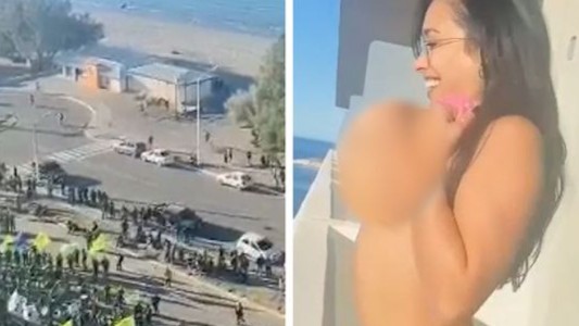VIDEO: la influencer “Putita Espiritual” regaló un topless en el acto del Presidente en Madryn